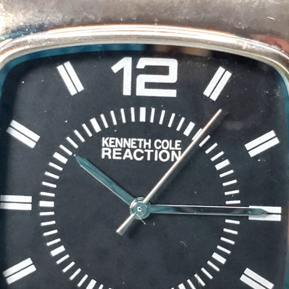 Kenneth Cole Reaction Mens Stainless Steel Watch Black Dial 7 3/4" band Works - Picture 12 of 12